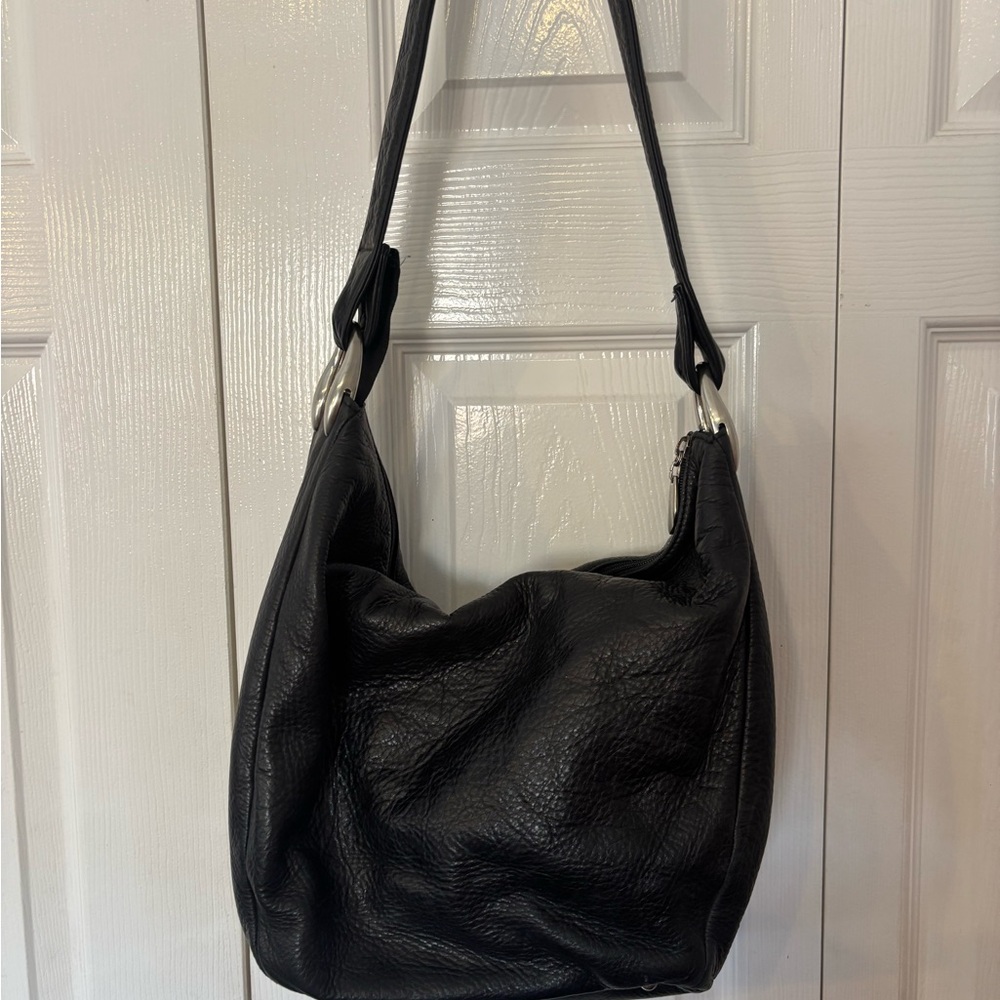 Vintage Libaire Black Leather Hobo Slouch Bag